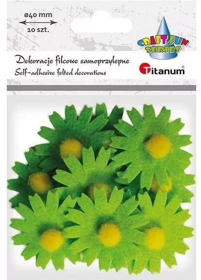 Filcowe dekoracje 3D kwiaty zielone 10szt - tantis.pl