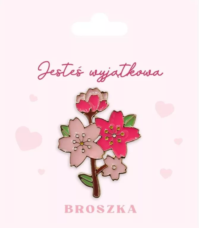Broszka na prezent z czterema różowymi kwiatami - tantis.pl