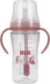 NUK. Butelka do nauki picia ze słomką. 260 ml. Miś - tantis.pl