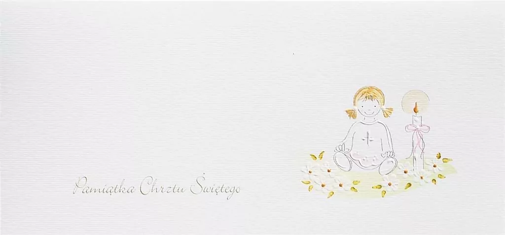 Karnet Chrzest DL C05 - Świeca dziewczynka - tantis.pl