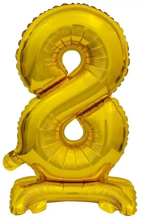 Balon foliowy B&C Cyfra stojaca "8" złota 38cm - tantis.pl