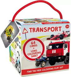 Gra Memory + kolorowanka. Transport. 64 karty