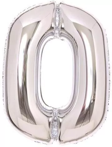 Balon foliowy cyfra 0 srebrna 47x66cm - tantis.pl