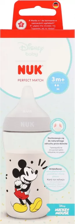 NUK. Perfect Match. Butelka z silikonowym smoczkiem. 260 ml. Miki - tantis.pl