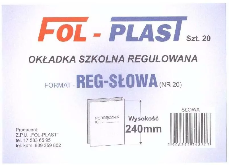 Okładka na podręcznik. Regulowana NR 20 - tantis.pl