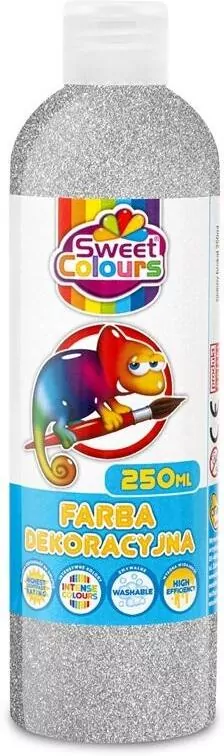 Farba dekoracyjna. Brokatowa srebrna 250ml - tantis.pl