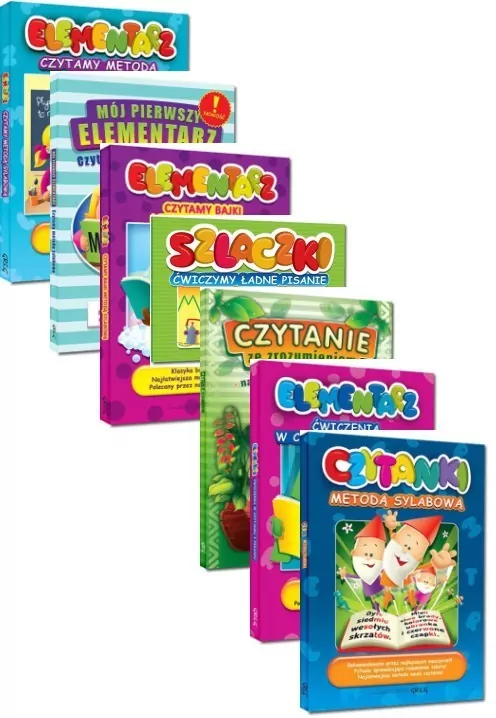 Pakiet: Czytanie metodą sylabową / Ćwiczymy ładne pisanie. Tom 1-7 - tantis.pl