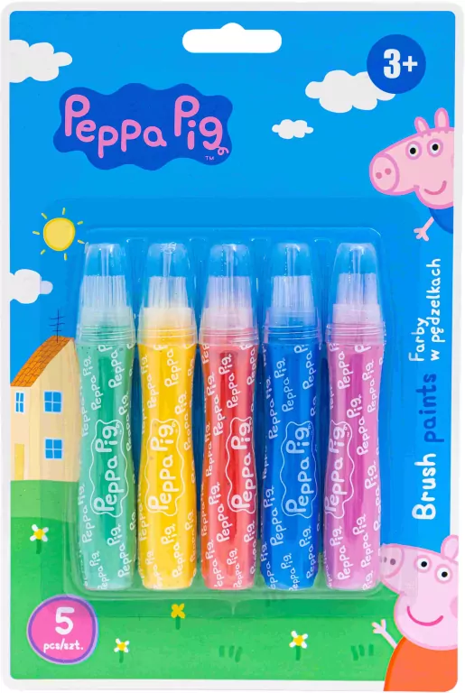 Farby w pędzelkach Peppa Pig 5szt.blister - tantis.pl