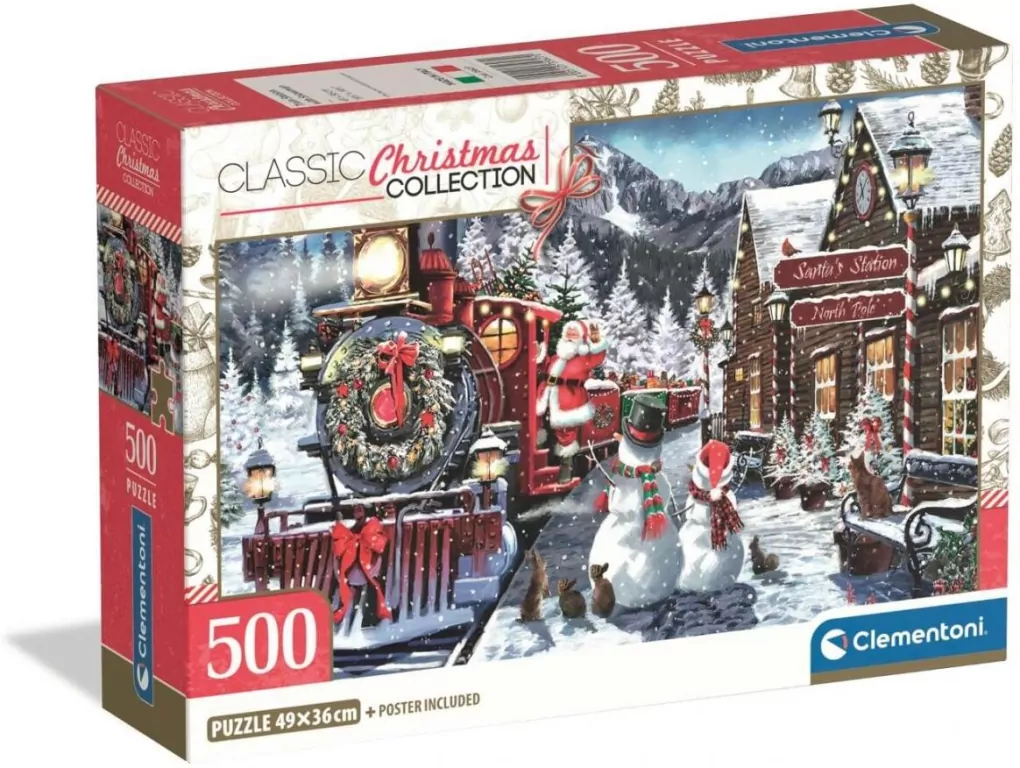 Puzzle 500 Xmas Coll. Train Station Snowman - tantis.pl