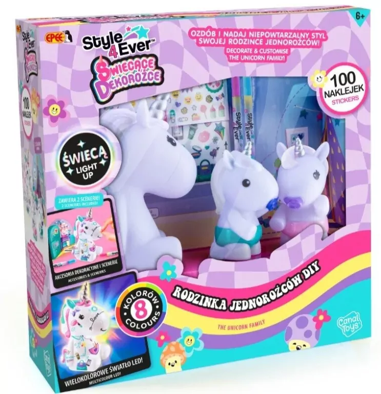 Świecące Dekorożce. Rodzinka jednorożców DIY - tantis.pl