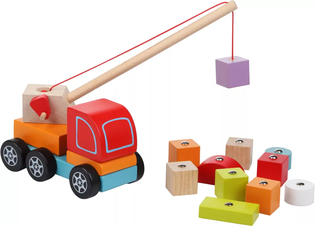 Dźwig. Drewniane, magnetyczne klocki edukacyjne - tantis.pl