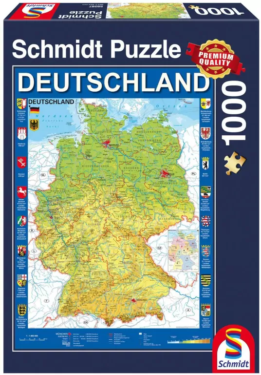 Puzzle PQ 1000 Mapa Niemiec G3 - tantis.pl