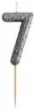 Świeczka piker 7 czarna brokatowa 11x3.5 cm - tantis.pl