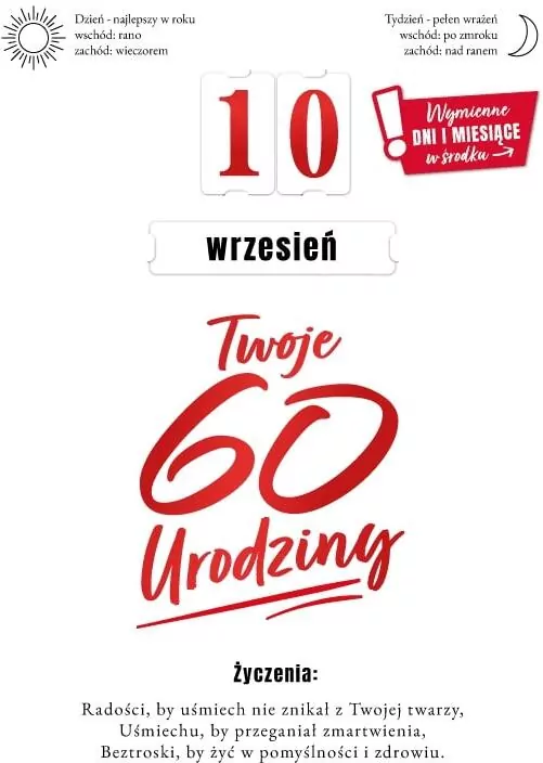 Karnet Urodziny 60 wymienne cyfry - tantis.pl