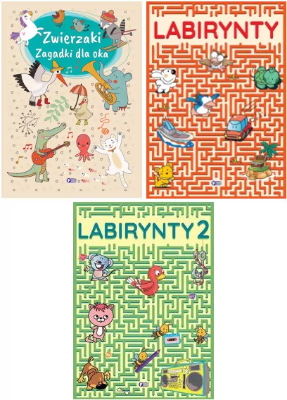 Pakiet: Zwierzaki. Zagadki dla oka / Labirynty / Labirynty 2 - tantis.pl