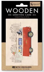 Karnet drewniany C6 + koperta. Ślub kamper