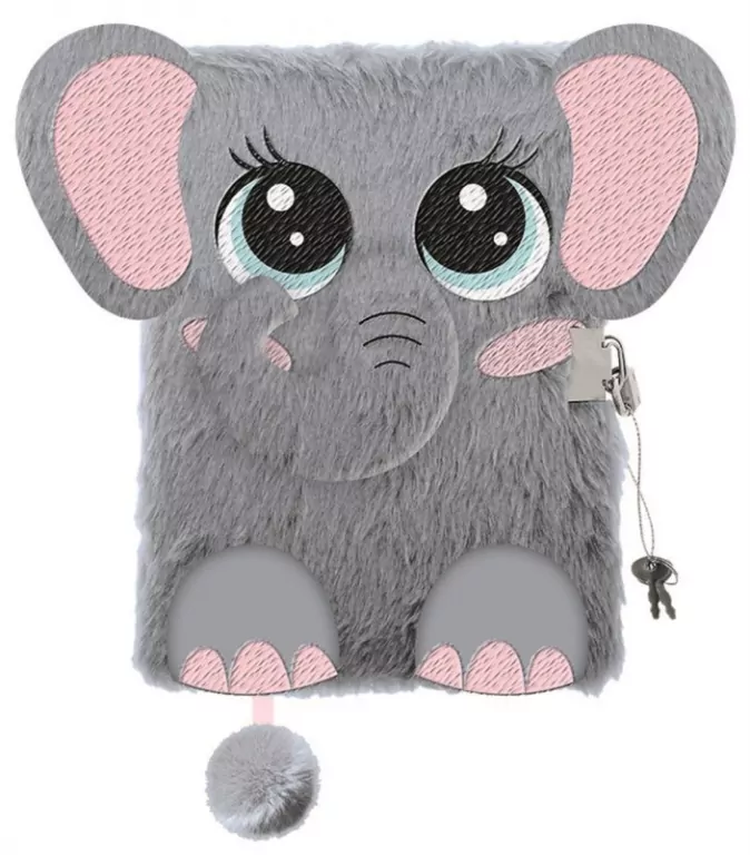 Pamiętnik z kłódką 3D włochacz słoń ELEPHANT A5, 96 kartek My little friend - tantis.pl