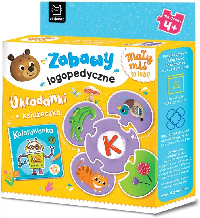 Mały miś to lubi! Zabawy logopedyczne. Układanki - tantis.pl