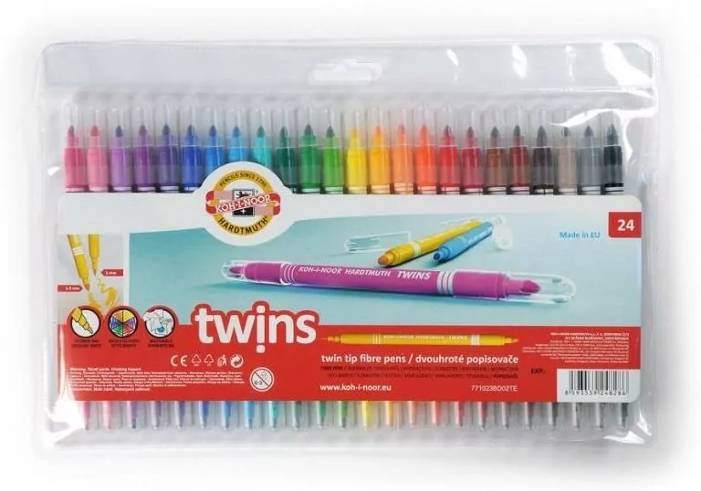 Flamastry dwustronne Twins. 24 kolory - tantis.pl
