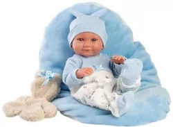 Lalka winylowa bobas Nico z niebieską podusią 40cm