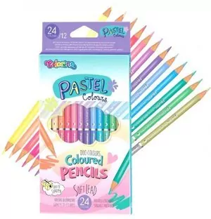 Kredki ołówkowe dwukolorowe. Colorino Kids. Pastel 12 sztuk - tantis.pl