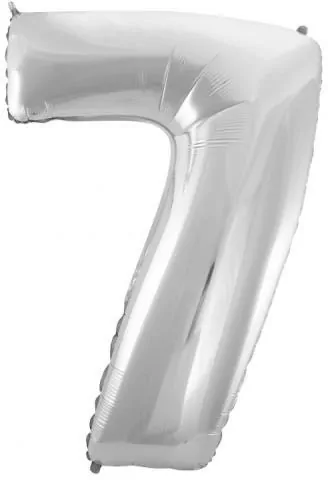 Balon foliowy cyfra 7 Beauty&Charm srebrna 92cm - tantis.pl