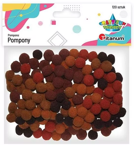 Pompony poliestrowe 10mm brązowe 120szt - tantis.pl