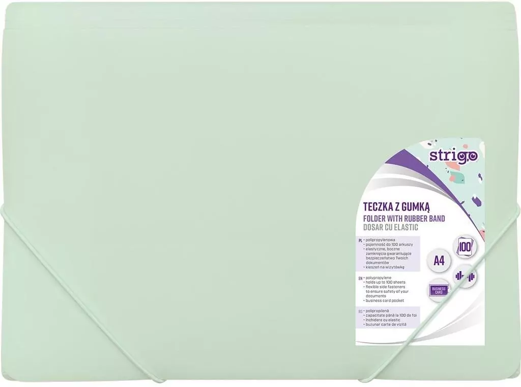 Teczka z gumką A4 PP pastel miętowa STRIGO - tantis.pl