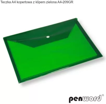 Koperta na dokumenty A4 z klipem, zielona