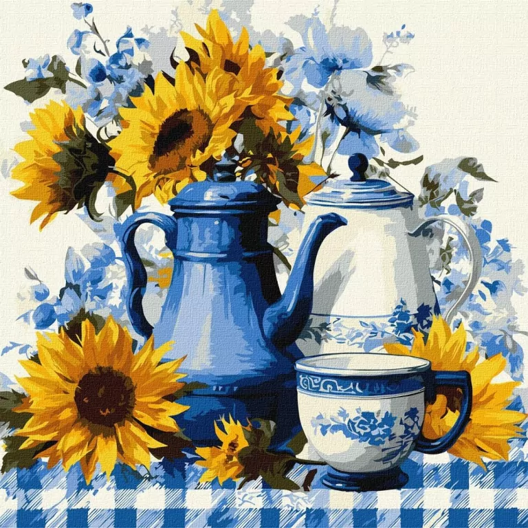 Malowanie po numerach - Słoneczna kawa 40x40cm - tantis.pl