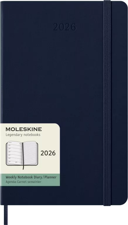 Kalendarz 2026 12M Moleskine L tygodniowy twarda oprawa Sapphire Blue 13x21cm - tantis.pl