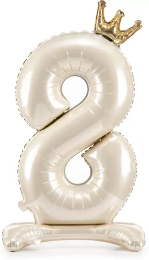 Stojący balon foliowy cyfra 8 84cm jasny krem - tantis.pl
