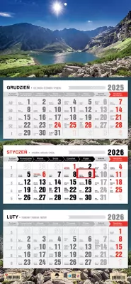 Kalendarz 2026 trójdzielny płaska główka staw