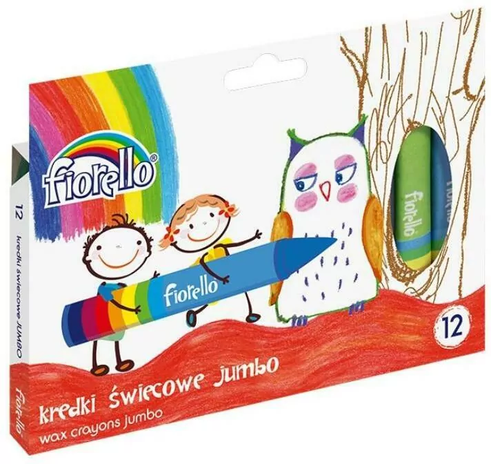 Kredki świecowe Jumbo 12 kolorów FIORELLO - tantis.pl