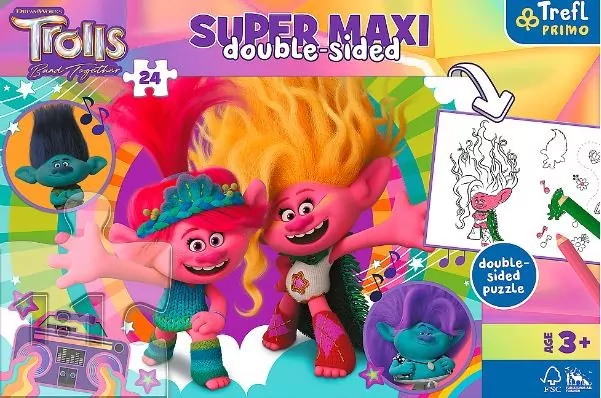 Puzzle 24. Super Maxi. Wesoły dzień Trolli. 41017 - tantis.pl