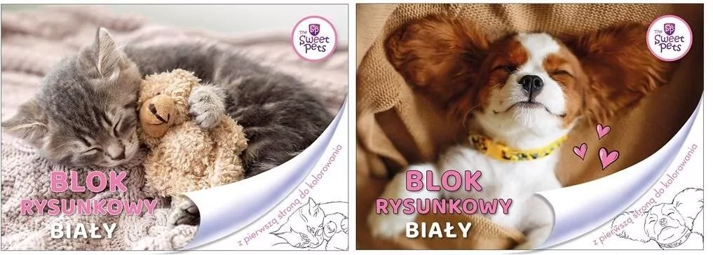 Blok rysunkowy A4/20K biały The Sweet Pets - tantis.pl