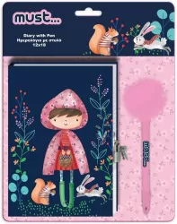 Pamiętnik+długopis z pomponem Czerwony Kapturek