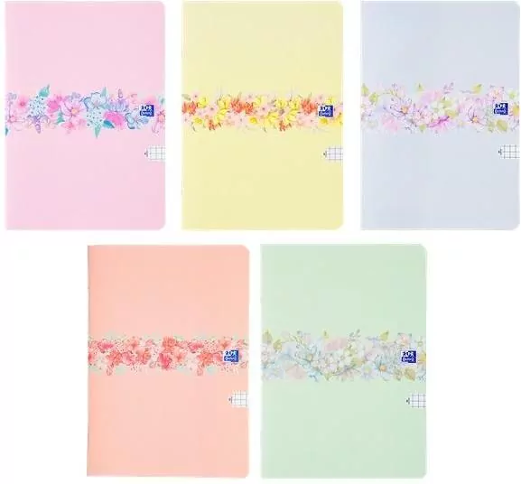 Zeszyt Flowers OXFORD. A5/60K kratka. 5 sztuk - tantis.pl