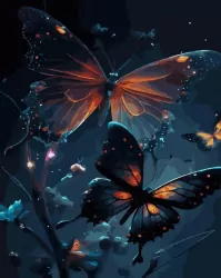 Malowanie po numerach czarne płótno - Nocne Motyle