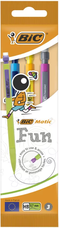 Ołówek automatyczny Matic Fun z gumką HB 3szt BIC - tantis.pl