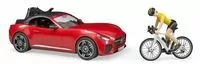 Auto Roadster czerwone z figurką kolarki i rowerem - tantis.pl