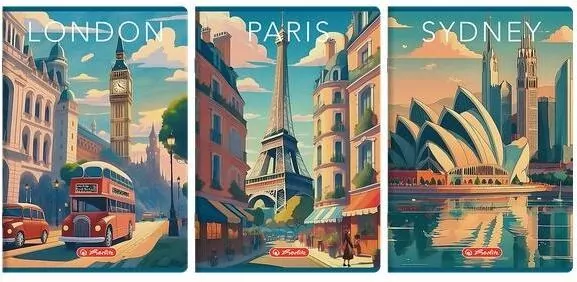 Zeszyt A4/96K linia z marginesem Retro City - tantis.pl