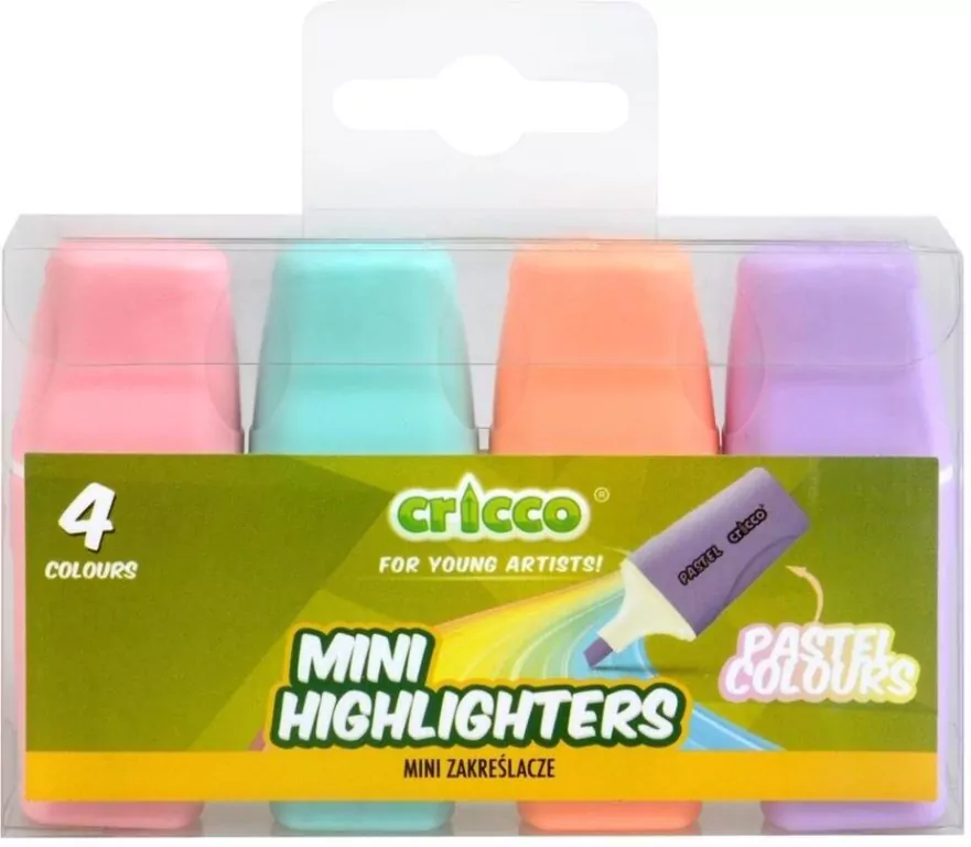 Zakreślacze mini pastel 4 kolory CRICCO - tantis.pl