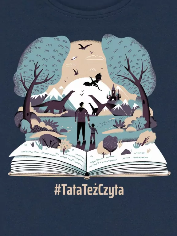 Koszulka męska Baśniowa Kraina #TataTeżCzyta granatowa L - tantis.pl
