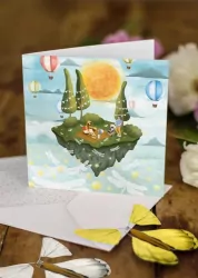 Karnet duży z 2 motylkami. Narodziny Piknik