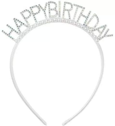 Opaska Happy Birthday 14x15,5 cm srebrna - tantis.pl