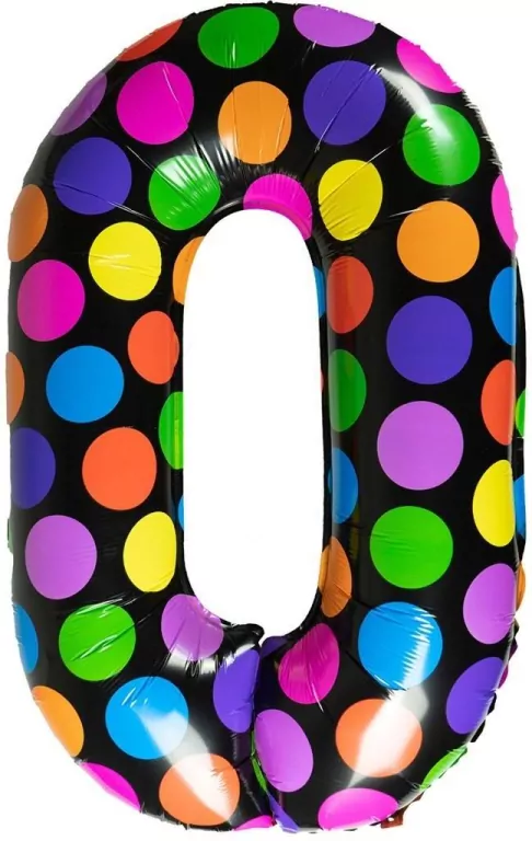Balon foliowy cyferka 0 w kropki - tantis.pl