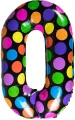 Balon foliowy cyferka 0 w kropki - tantis.pl