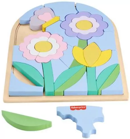 Fisher Price. Drewniane puzzle kwiaty - tantis.pl