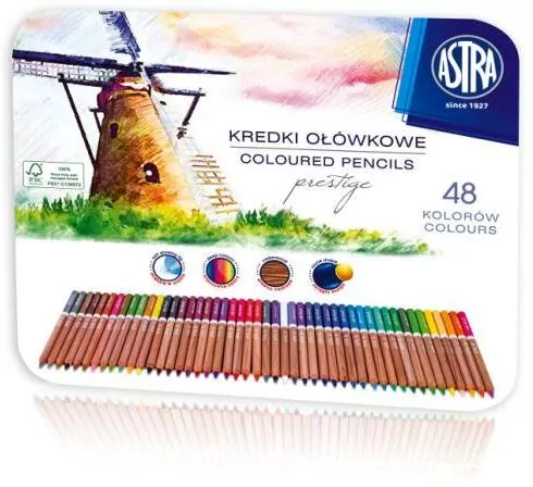 Kredki ołówkowe z drewna cedrowego, w metalowym pudełku. Prestige. 48 kolorów - tantis.pl